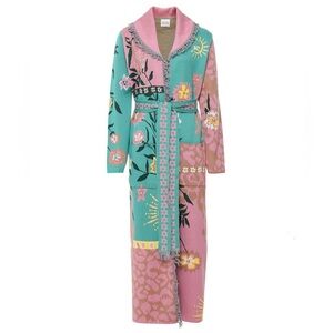 Hayley Menzies ENCHANTED LEOPARD COTTON JACQUARD DUSTER PINK/GREEN MEDIUM